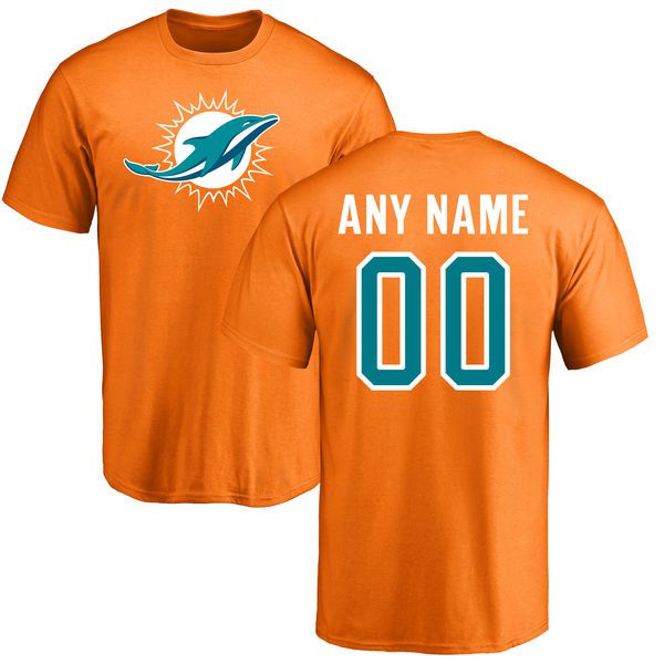 Men Miami Dolphins NFL Pro Line Orange Custom Name and Number Logo T-Shirt->->Sports Accessory